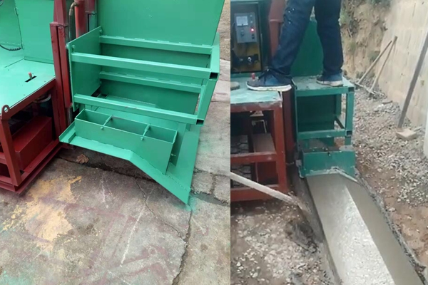 路肩板一次成型機,現澆路肩板滑模機施工現場